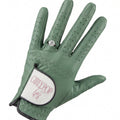 Green golf glove with 'Circlipop Golf' branding on a white background